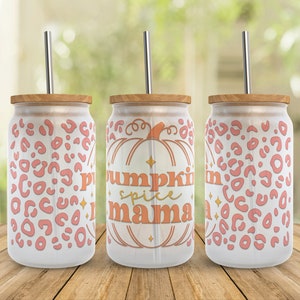 Pumpkin Spice Mama Svg Fall Libbey Glass Wrap Svg, Thanksgiving 16oz Libby Can Beer Jar Full Wrap cup svg files for Cricut, Instant Download