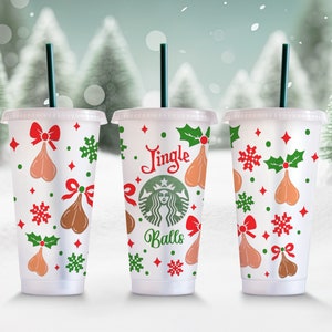 Funny Christmas SVG Starbucks Cup Wrap Svg, Ornament Jingle Balls Svg 24oz Venti Cold Cup Full Wrap tumbler Svg files for Cricut Download