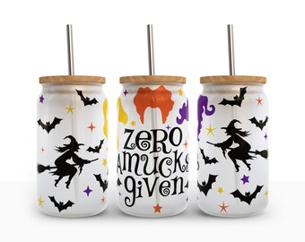 Zero Amucks Given Svg Halloween Libbey Glass Wrap Svg, Hocus Pocus 16oz Libby Beer Can Full Wrap cup svg files for Cricut, Instant Download