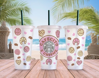 Cafecito Y Chisme SVG Starbucks Cup Wrap Svg files for Cricut, Pan Dulce Concha 24oz Venti Cold Cup Full Wrap Tumbler Svg, Instant Download