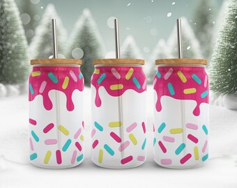 Donut Sprinkles Libbey Glass Wrap SVG: Candy Drip, 16oz Can (Digital Download)