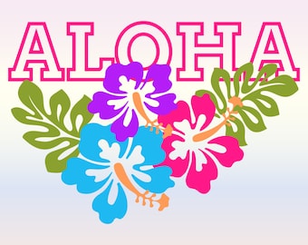 Aloha Hawaii Hibiscus SVG: Clipart de férias na praia (download digital)