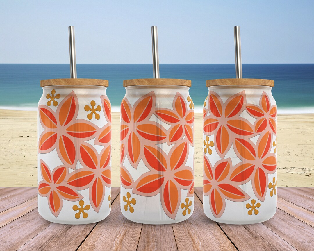 Summer Floral SVG Libbey Glass Wrap Svg, Boho Retro Spring Flower SVG ...