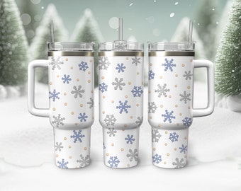 40 oz Tumbler Wrap Svg Christmas Snowflake Svg, Retro Winter Christmas 40oz Stanley Tumbler Cup Wrap Svg files for Cricut, Instant Download