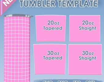 Tumbler Template Svg, 20oz 30oz Skinny Sublimation Tumbler Png, Tapered Straight Tumbler Template Svg Dxf, Full Wrap Template PNG SVG Cricut