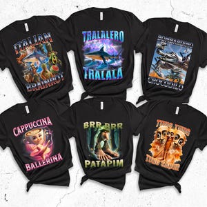 Brainrot Shirt, Funny Italian Brainrot Kids Adult Meme tShirt Halloween Birthday Christmas Gift, Tralalero Tralala, Tung Tung tung Sahur Tee