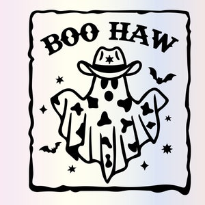 Halloween Boo Haw Svg files for Cricut, Funny Cowboy Ghost Svg Retro Trendy Western Svg for Shirts, Sublimation Png Clipart Sticker Download