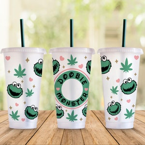 Funny Weed Stoner SVG Starbucks Cup Wrap Svg, Doobie Monster 420 24oz Venti Cold Cup Full Wrap Tumbler Svg files for Cricut Instant Download