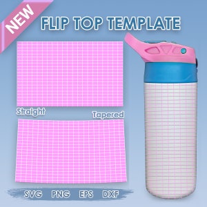 Kinderen 12oz Flip Top Sippy Cup Waterfles sjabloon, Flip top tuimelaar sjabloon, rechte taps toelopende tuimelaar sublimatie Png Svg-bestanden voor Cricut