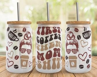 Lustig Mama Libbey Glasverpackung SVG: Kaffee Mama Leben (Digitaler Download)