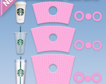 Starbucks Full Wrap Template Svg Bundle, 24oz Acrylic Cup Template svg, 24oz Cold Cup Template SVG, 16oz Hot Cup Template Svg