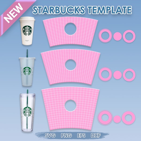 Starbucks Full Wrap Template Svg Bundle, 24oz Acrylic Cup Template svg, 24oz Cold Cup Template SVG, 16oz Hot Cup Template Svg