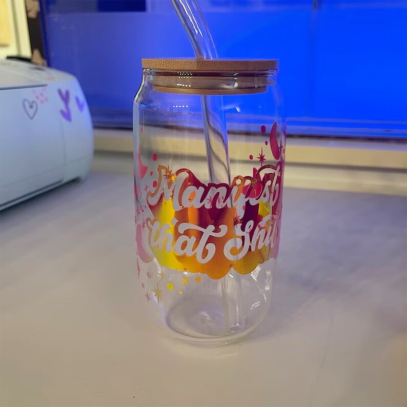 Manifestieren Sie diese Scheiße SVG Libbey Glasverpackungs-Svg, Boho lustige himmlische 16 Unze Libby Beer Can Full Wrap svg-Dateien für Cricut, Png, Instant Download Bild 8