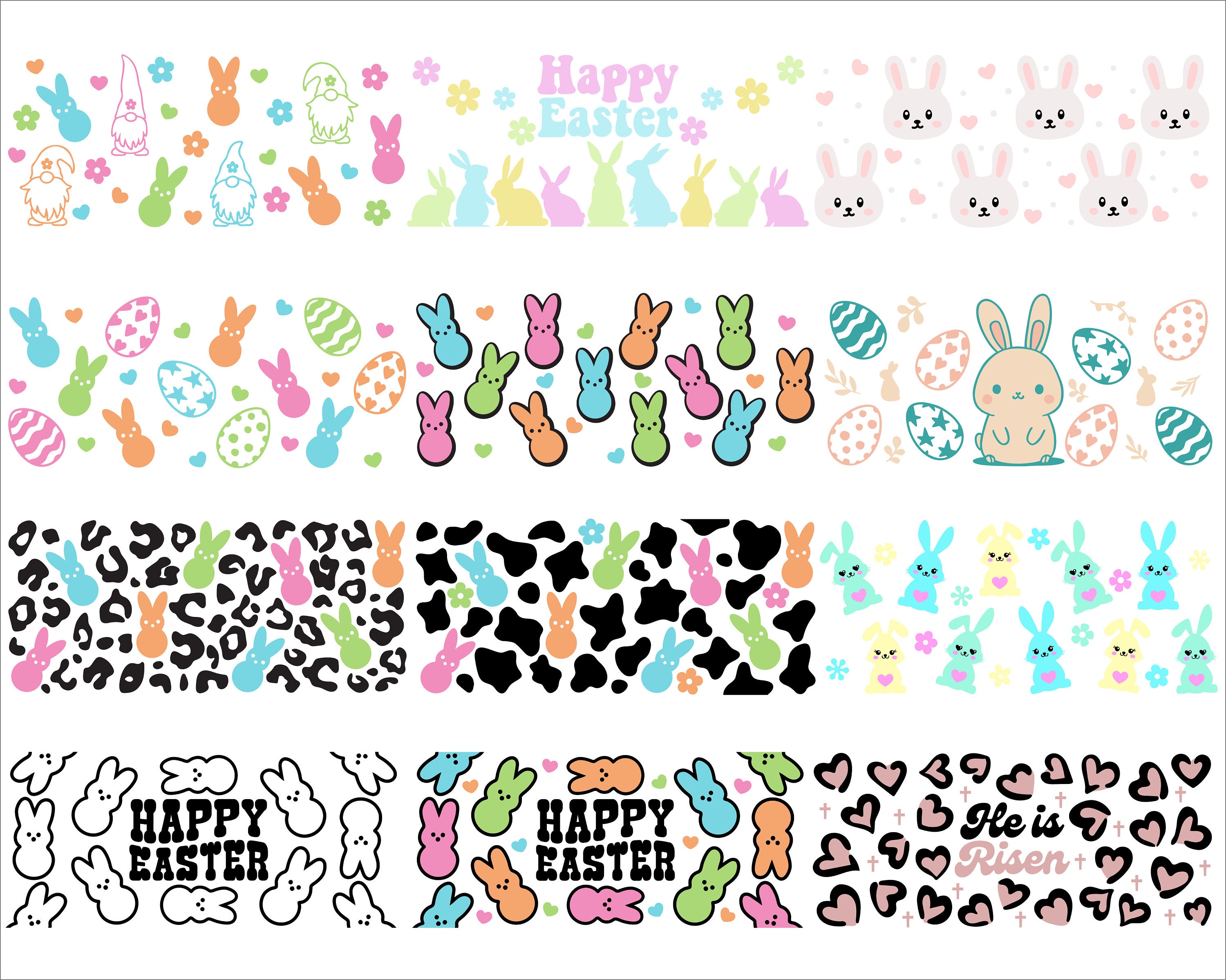 Easter Bunny Libbey Glass Wrap SVG Bundle: 16oz Can Design (digital ...