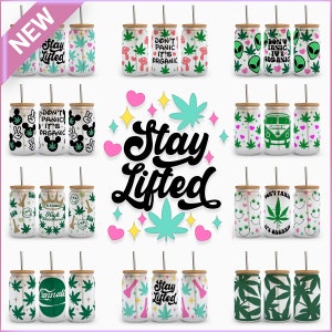 Weed SVG Libbey glass Wrap Svg Bundle, Funny Hippie Cannabis 420 Stoner 16 oz Libby Beer Can Full Wrap Cup svg files for Cricut PNG Download