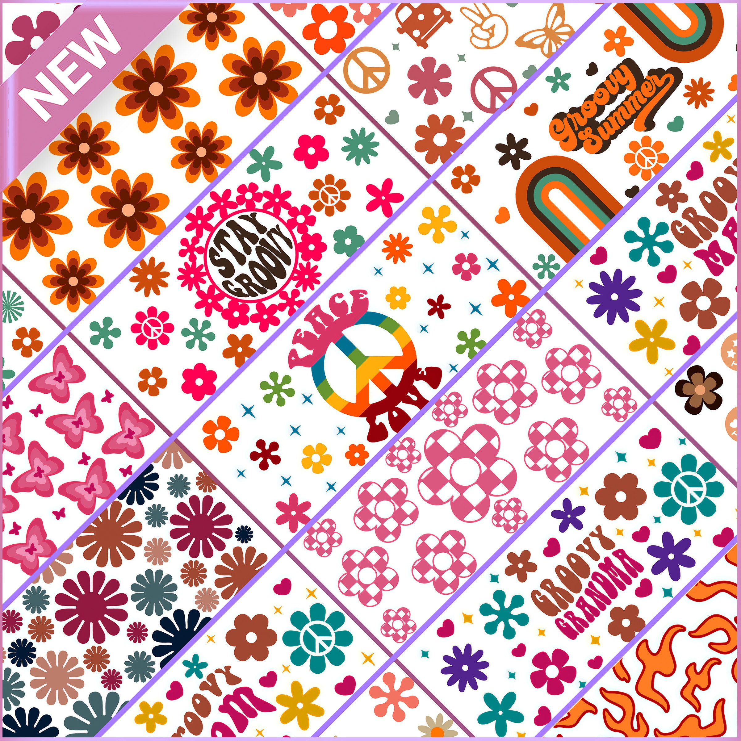 Retro Groovy Summer Svg Libbey Glass Can Wrap Svg Bundle, Boho Hippie ...