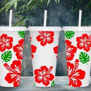 Hibiscus Monstera Starbucks Cup Wrap SVG: Tropical Aloha Venti Tumbler (Digital Download)