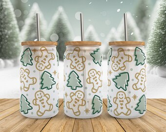 12pcs Merry Christmas Gingerbread Man UV DTF Cup Wraps Transfer Waterproof Sticker For Glass Cups Furniture Craft DIY Crafts,Rub On Transfer Stickers For DIY Water Bottle Laptop Decal Wood Car