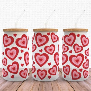 Herz Valentine SVG Libbey Glas Wrap svg, Valentinstag Liebe XOXO 16oz Libby Can Beer Full Wrap Cup svg-Dateien für Cricut, Instant Download