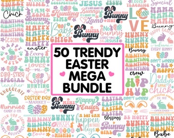 Easter Svg Mega Bundle, Funny Retro Spring Bunny Floral Rabbit Christian Jesus Easter Egg Kids Shirt svg files for Cricut, Sublimation Png