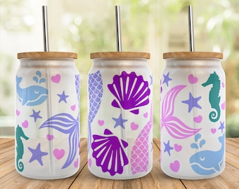 Mermaid Libbey Glass Wrap SVG: Beach Ocean Design (Digital Download)