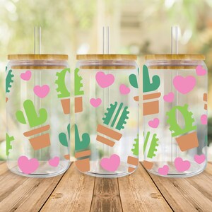 Succulent SVG Libbey glass Wrap Svg, Cactus Plant Mom Mama 16 oz Libby Beer Can Full Wrap svg files for Cricut, PNG Instant Digital Download