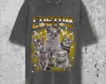 Custom Cat Bootleg Shirt, Pet Bootleg Rap TShirt, Comfort Colors Shirt, Vintage Personalized Cat Photo tee, Funny Dog Cat Mom Gift for her