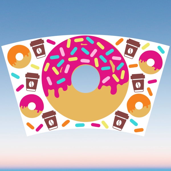 Donut SVG Coffee Starbucks Cup Wrap SVG, Sprinkles Mom Life 24oz Venti Cold Cup Full Wrap Tumbler Svg files for Cricut, Instant Download