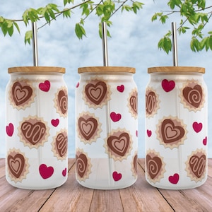 Valentine Svg Chocolate libbey glass Wrap svg, Valentines Day Candy Heart 16oz libby beer can glass Full Wrap cup wrap svg files for cricut