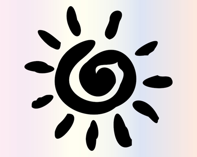 Spiral Sun Svg files for Cricut, Sunshine Summer Vibes Beach Boho Svg for Shirts, Sublimation Png Clipart Sticker, Instant Digital Download image 1