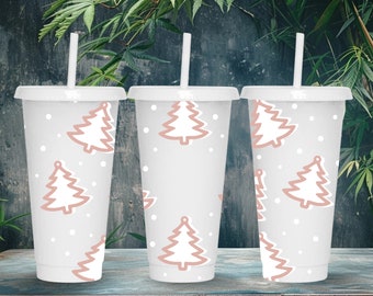 Christmas Tree SVG Starbucks Cup Wrap Svg, DIY Merry Christmas 24oz Venti Cold Cup Full Wrap tumbler Svg files for Cricut, Instant Download