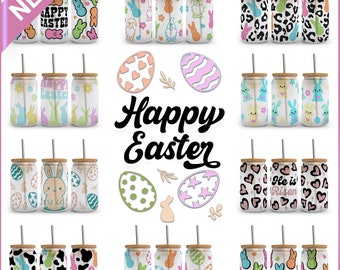 Easter Bunny Libbey Glass Wrap SVG Bundle: 16oz Can Design (Digital Download)