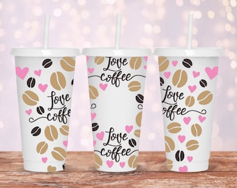 Liebe Kaffee Starbucks Cup Wrap SVG: Mama Leben Venti Tumbler (Digitaler Download)
