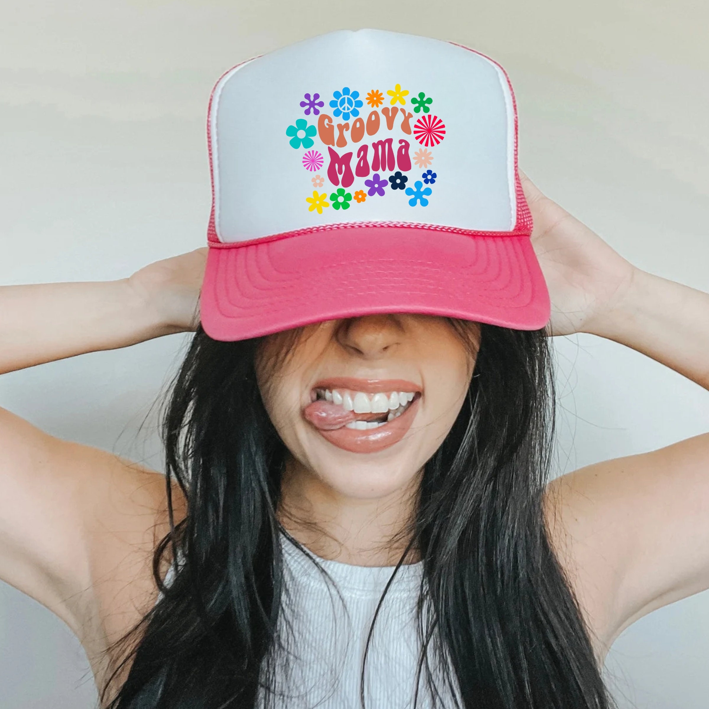Custom Groovy Foam Trucker Hat, Personalized Boho Summer  display picture 2
