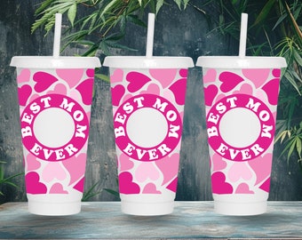 Best Mom Ever SVG Starbucks Cup Wrap Svg, Mothers Day Mom Life 24oz Venti Cold Cup Full Wrap Tumbler Svg files for Cricut, Instant Download