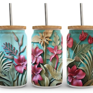 Szklanka Hibiscus Libbey: Tropikalny Kwiatowy Kubek 16 uncji (Pobierz PNG)
