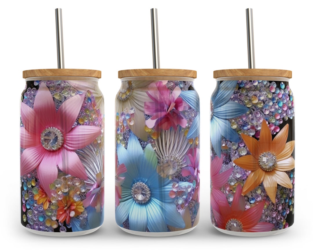 3d Daisy Summer Libbey Glass Wrap Png Sublimation Designs, Colorful ...