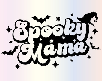 Spooky Mama Svg files for Cricut, Halloween Retro Trendy Witchy Svg for Shirts, Sublimation Png Clipart Sticker, Instant Digital Download