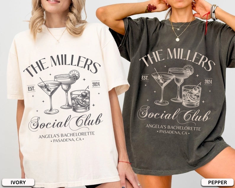 Custom Bachelorette Party Shirt, Personalized Name Social Club Comfort Colors T shirt, Vintage Luxury Bride Merch Tee, Old Money Party Gift Bild 4