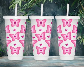 Butterfly Starbucks Cup Wrap SVG: Pink Boho Venti Tumbler (Digital Download)