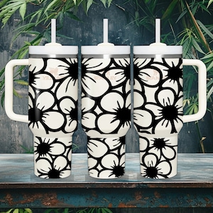 Floral Tumbler Wrap SVG: Boho Daisy, 40oz Stanley Cup (Digital Download)