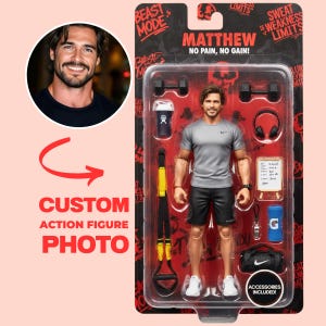Custom Action Figure Photo, Personalized Doll Starter Pack Portrait, Funny Birthday Gift for him her,Cartoon Figure Toy Box Digital Download image 2
