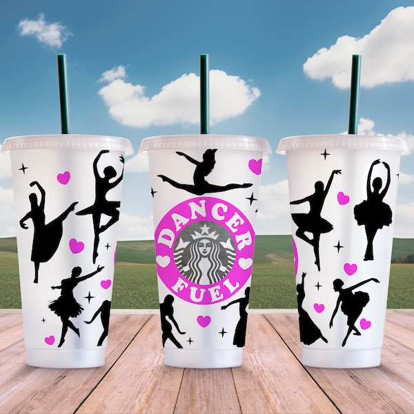 Dancer Dance Fuel SVG Starbucks Cup Wrap Svg, Ballerina Mom 24oz Venti Cold Cup Full Wrap tumbler Svg files for Cricut, Instant Download