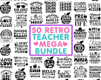 Retro Teacher SVG Bundle: Boho Back to School Designs (Digital Download)