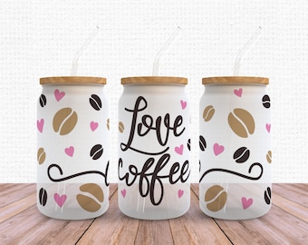 Love Coffee Libbey Glass Wrap SVG: Mom Fuel Design (digitale download)