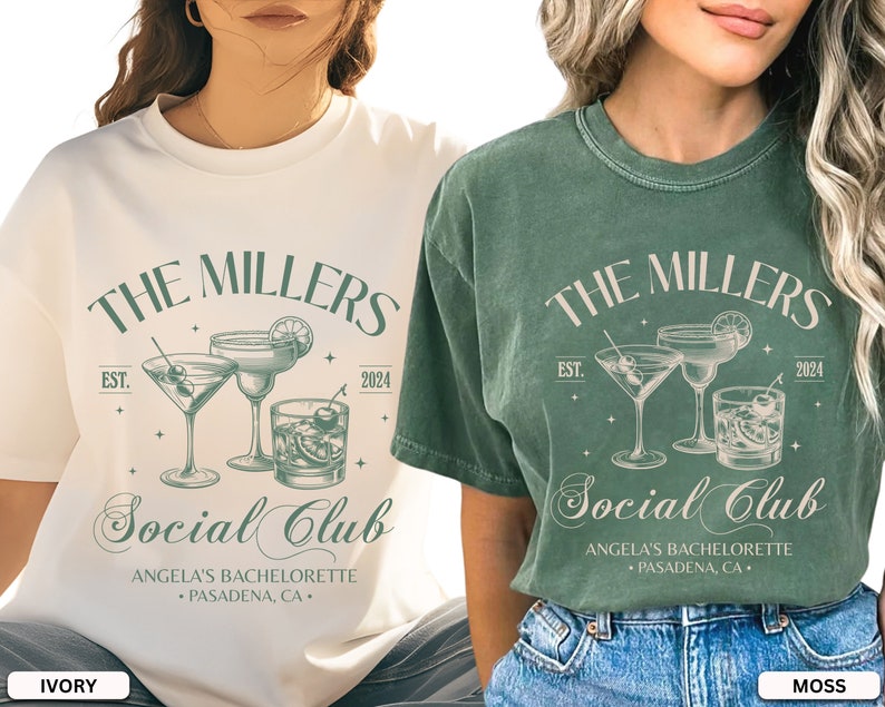Custom Bachelorette Party Shirt, Personalized Name Social Club Comfort Colors T shirt, Vintage Luxury Bride Merch Tee, Old Money Party Gift Bild 8