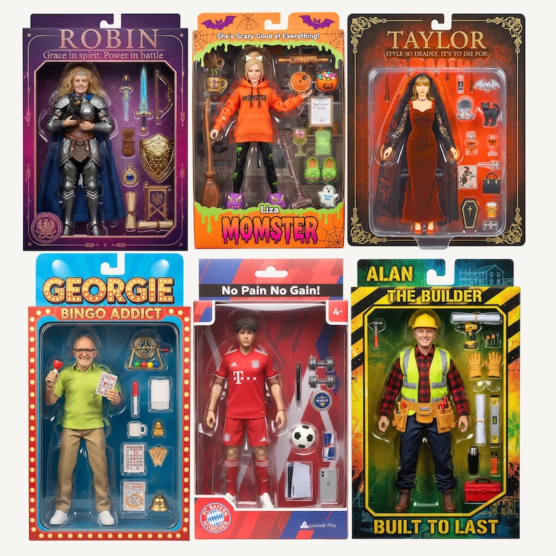 Custom Action Figure Photo, Personalized Doll Starter Pack Portrait, Funny Birthday Gift for him her,Cartoon Figure Toy Box Digital Download image 15