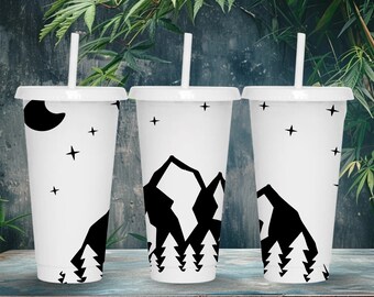 Mountain Starbucks Cup Wrap SVG: Adventure Nature Design (Digital Download)
