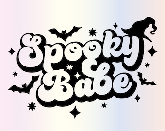 Spooky Babe SVG: Retro Witchy Halloween Clipart (Digital Download)