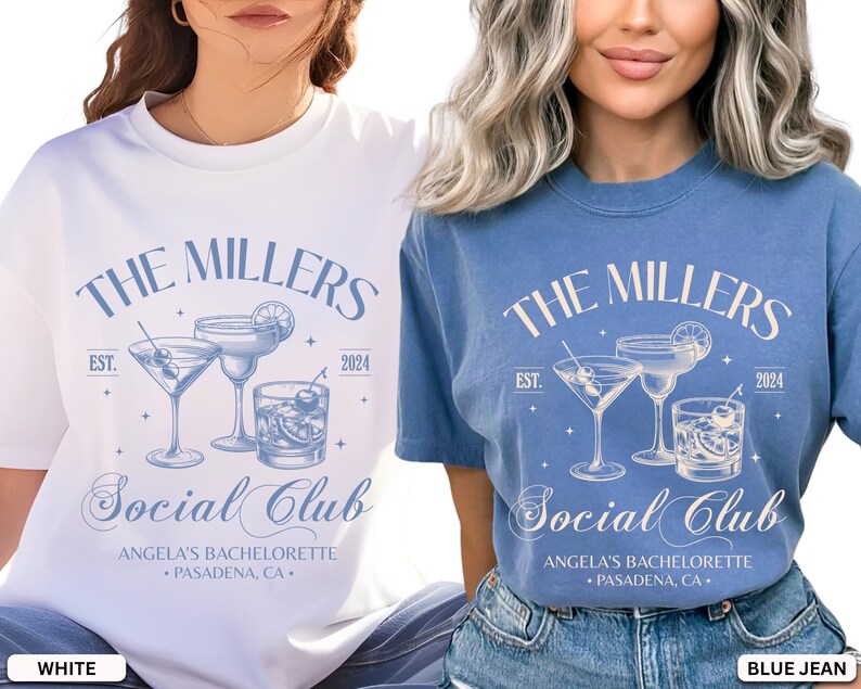 Custom Bachelorette Party Shirt, Personalized Name Social Club Comfort Colors T shirt, Vintage Luxury Bride Merch Tee, Old Money Party Gift Bild 2